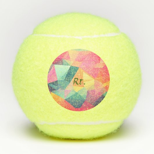 カラフル抽象芸術図形の文字の名前を追加 テニスボール (正面)