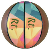 カラフル抽象芸術図形の文字の名前を追加 バスケットボール (縦)