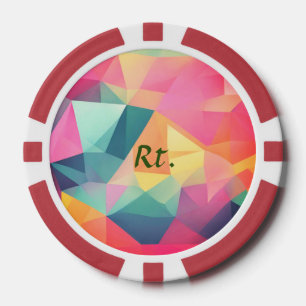 カラフル抽象芸術図形の文字の名前を追加 ポーカーチップ
