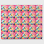 カラフル抽象芸術図形の文字の名前を追加 ラッピングペーパー (フラット)