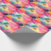 カラフル抽象芸術図形の文字の名前を追加 ラッピングペーパー (角)