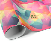 カラフル抽象芸術図形の文字の名前を追加 ラッピングペーパー (ロールコーナー)