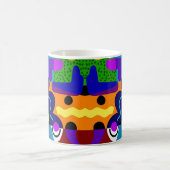 カラフル抽象芸術図形の背景 コーヒーマグカップ (中央)