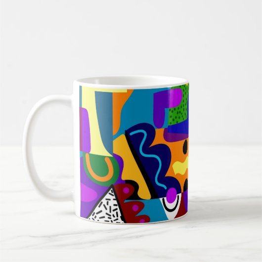 カラフル抽象芸術図形の背景 コーヒーマグカップ (左)