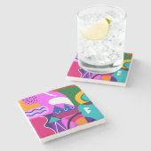 カラフル抽象芸術図形の背景 ストーンコースター (横)