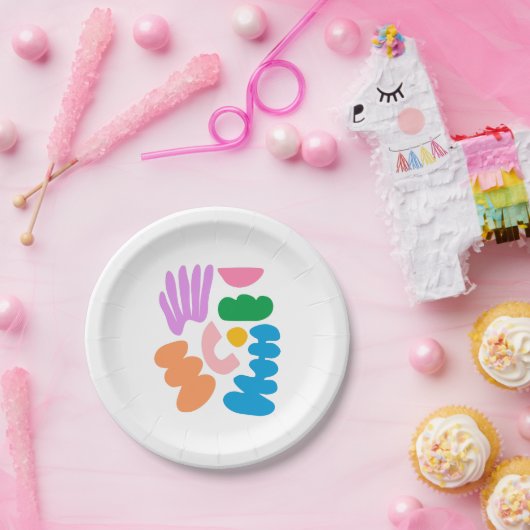 カラフル抽象芸術図形アート ペーパープレート (パーティー)