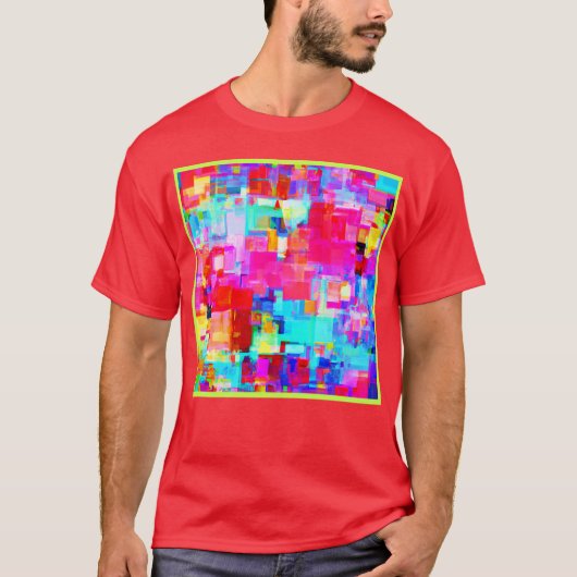 カラフル抽象芸術図形パターン Tシャツ (正面)