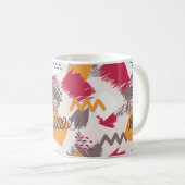 カラフル抽象芸術図形、線、ドット コーヒーマグカップ (正面右)