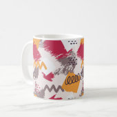 カラフル抽象芸術図形、線、ドット コーヒーマグカップ (正面左)