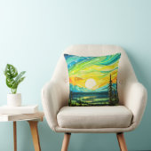 カラフル抽象芸術夕日の風景 クッション (椅子)