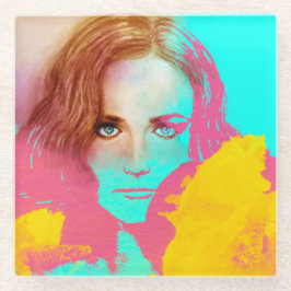 カラフル抽象芸術女ポップ・アートの性ガラスコー素晴らしター ガラスコースター