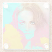 カラフル抽象芸術女ポップ・アートの性ガラスコー素晴らしター ガラスコースター (裏面)