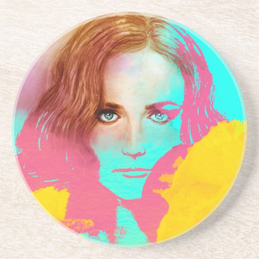 カラフル抽象芸術女ポップ・アートの性サンドストーンコースター コースター (正面)