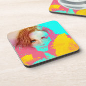 カラフル抽象芸術女子ポップ・アートの6コースターセット コースター (左側)