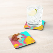 カラフル抽象芸術女子ポップ・アートの6コースターセット コースター (右側)