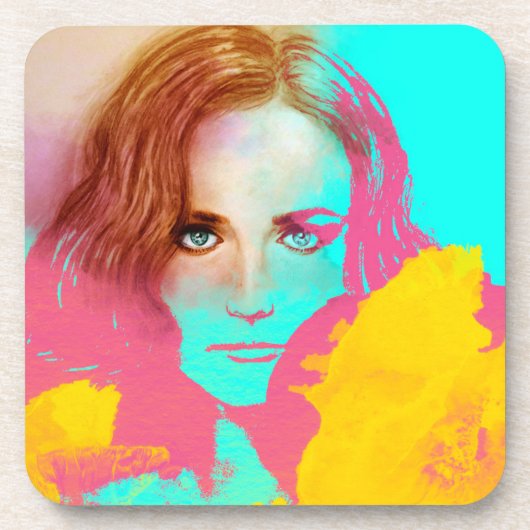 カラフル抽象芸術女子ポップ・アートの6コースターセット コースター (正面)
