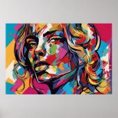 カラフル抽象芸術女性ポップ・アートのアートデザイン ポスター (正面)