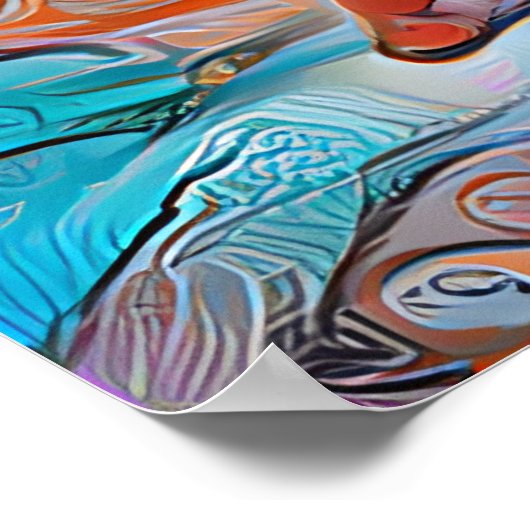 カラフル抽象芸術女性踊りポスター ポスター (角)