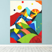 カラフル抽象芸術山 キャンバスプリント (インサイチュ (ウッドフロア))