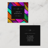 カラフル抽象芸術幾何カラフルピンクモダン スクエア名刺 (正面/裏面)