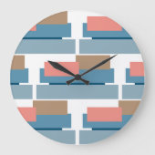 カラフル抽象芸術幾何ストライプ要素アートパターン ラージ壁時計 (正面)