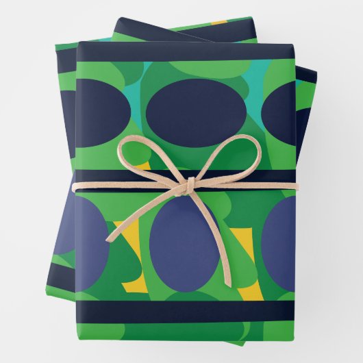 カラフル抽象芸術幾何モダン図形 ラッピングペーパーシート (インサイチュ)