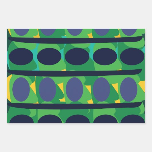 カラフル抽象芸術幾何モダン図形 ラッピングペーパーシート (正面)