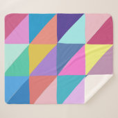 カラフル抽象芸術幾何三角形パッチワーク シェルパブランケット (正面(横))