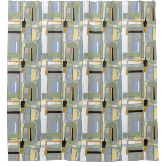 カラフル抽象芸術幾何学図形 シャワーカーテン (正面)