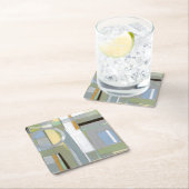 カラフル抽象芸術幾何学図形 スクエアペーパーコースター (インサイチュ)