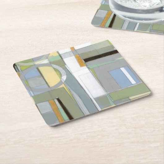 カラフル抽象芸術幾何学図形 スクエアペーパーコースター (アングル)