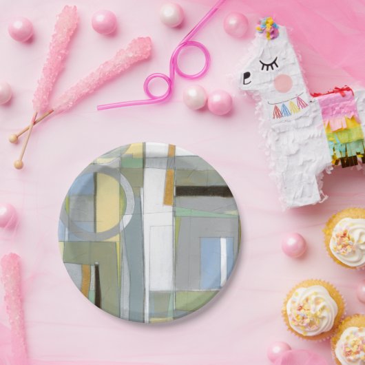 カラフル抽象芸術幾何学図形 ペーパープレート (パーティー)