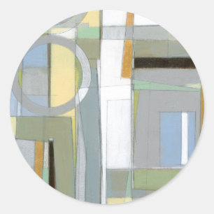 カラフル抽象芸術幾何学図形 ラウンドシール