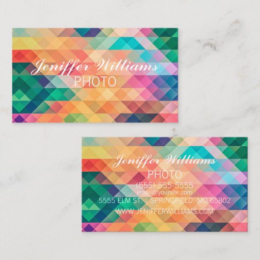 カラフル抽象芸術幾何学模様 名刺 (正面/裏面)
