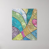 カラフル抽象芸術幾何学的パターン曲線 キャンバスプリント (正面)