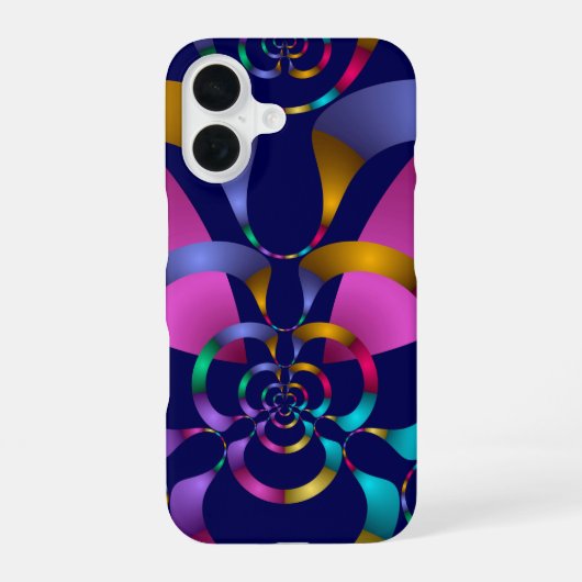 カラフル抽象芸術幾何学的パターン70s iPhone 16ケース (裏面)