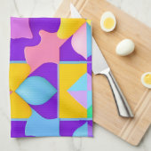 カラフル抽象芸術幾何学的パターン キッチンタオル (四つ折り)