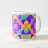 カラフル抽象芸術幾何学的パターン ジャンボコーヒーマグカップ (正面右)