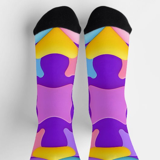 カラフル抽象芸術幾何学的パターン ソックス (上部)