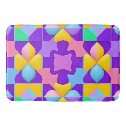カラフル抽象芸術幾何学的パターン バスマット (正面)