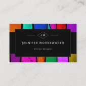 カラフル抽象芸術幾何学的パープルブルーピンク 名刺 (正面)