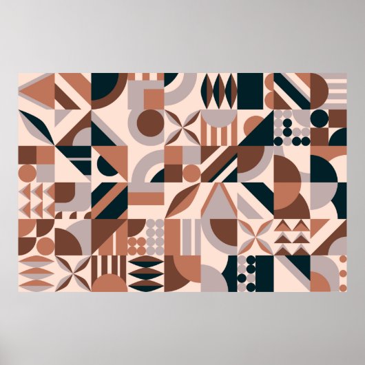 カラフル抽象芸術幾何学的形状モザイク背景 ポスター (正面)