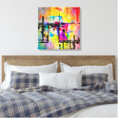 カラフル抽象芸術幾何学的抽象芸術景観 キャンバスプリント (インサイチュ (寝室))