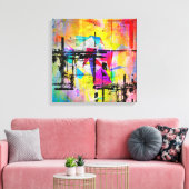 カラフル抽象芸術幾何学的抽象芸術景観 キャンバスプリント (インサイチュ (リビング))
