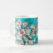 カラフル抽象芸術幾何学背景パターン コーヒーマグカップ (正面左)