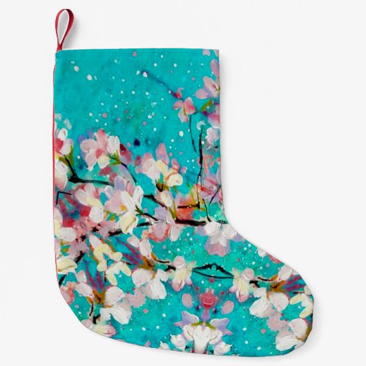 カラフル抽象芸術幾何学背景パターン スモールクリスマスストッキング (正面)