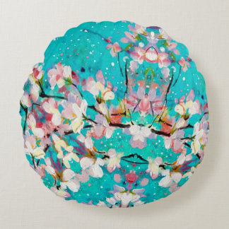 カラフル抽象芸術幾何学背景パターン ラウンドクッション