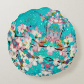 カラフル抽象芸術幾何学背景パターン ラウンドクッション (裏面)