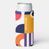 カラフル抽象芸術幾何模様モノグラムビーチ スリム缶クーラー (Seltzer正面)