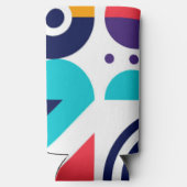 カラフル抽象芸術幾何模様モノグラムビーチ スリム缶クーラー (裏面)